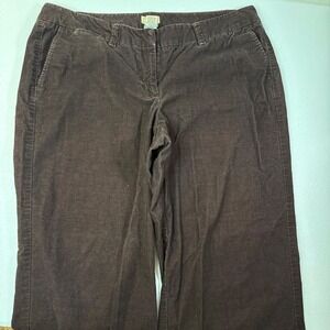 LL Bean Corduroy Pants Women 18 Petite Brown Wide Leg Cropped Casual